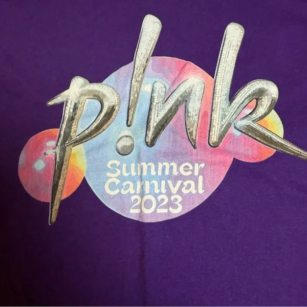 Pop Star Pink Concert Tee Summer Carnival‎ 2023 Women's Small Purple Rock Show - Image 6