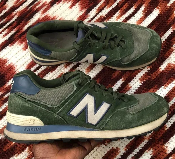 New Balance Retro Y2K Streetwear Green blue 574 trainers sneakers - Image 2