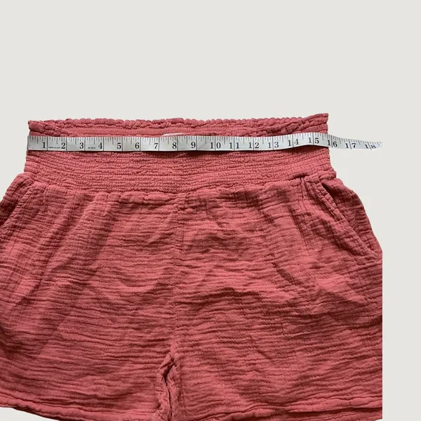 Wonderly Womens Rose Pink 100% Cotton Smocked Gauze High Rise Shorts Size L - Image 5