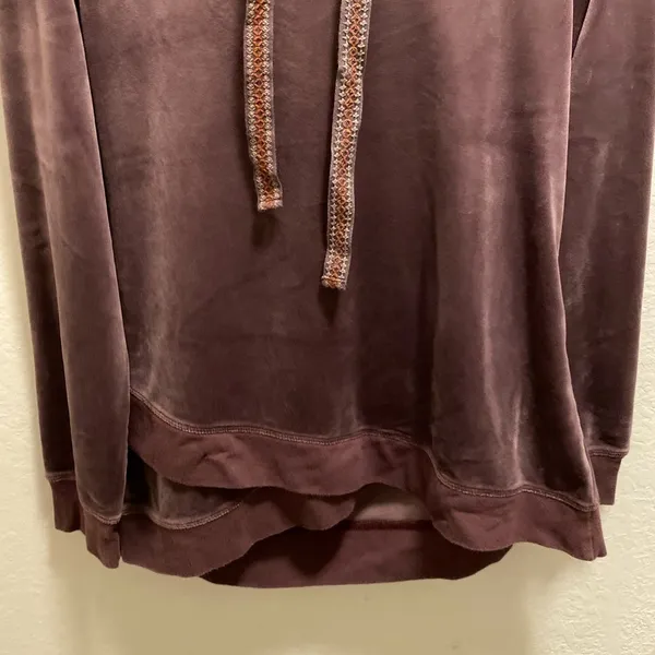 Sundance Aurora Purple Velour Drawstring Hoodie Size Small - Image 5