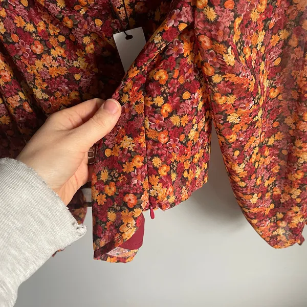 NWT BB Dakota Long Sleeve Orange floral Print Long Sleeve 70s Style Blouse sz XL - Image 8