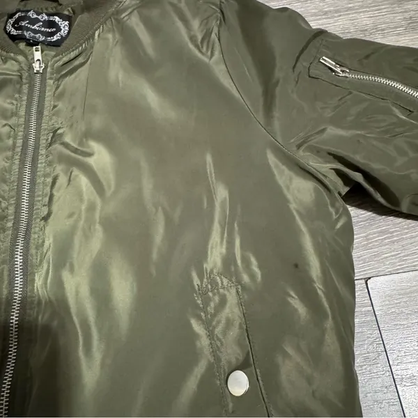 Ambiance Outerwear Woman Army Green Puffer Zip‎ Up Jacket Size Large Pocket - Image 15