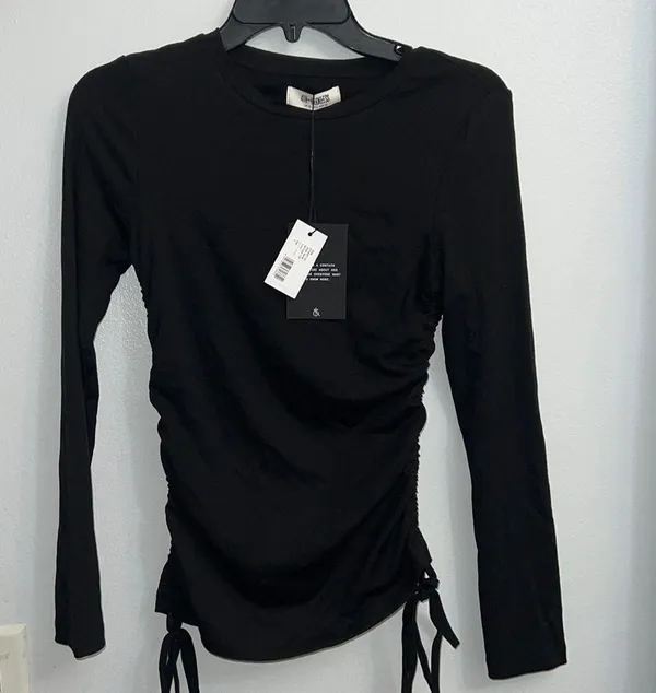 4th & Reckless Women'S Matilda Ruched Side Top In Black Small Nwt - Image 3