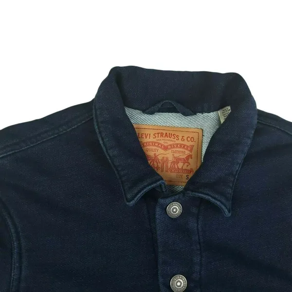 Levi’s Original Trucker Jacket Women’s Small Dark Wash Denim Button Front Stretc - Image 2