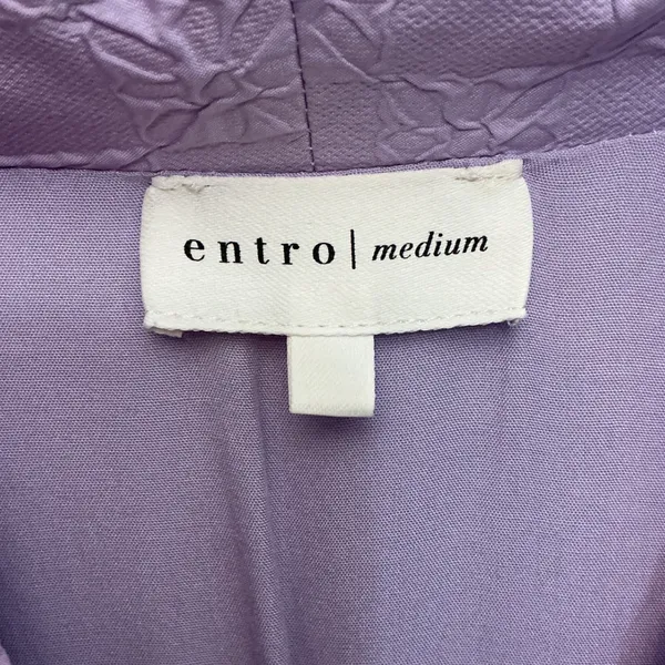 Entro Lavender Floral Checkerboard Zip Front Smocked Mini Dress D25862 Medium - Image 4