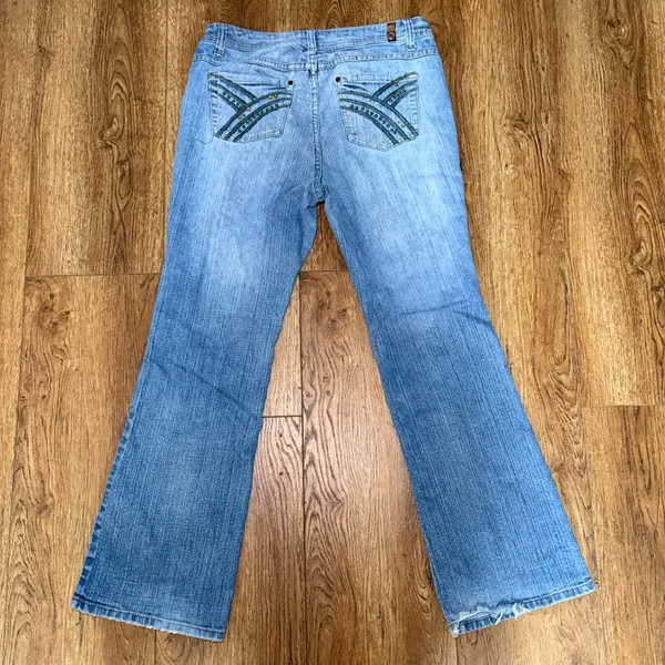 Y2k Zana Di Jeans Womens‎ 14 Blue Denim Bootcut Embroidered Studded Vintage - Image 2