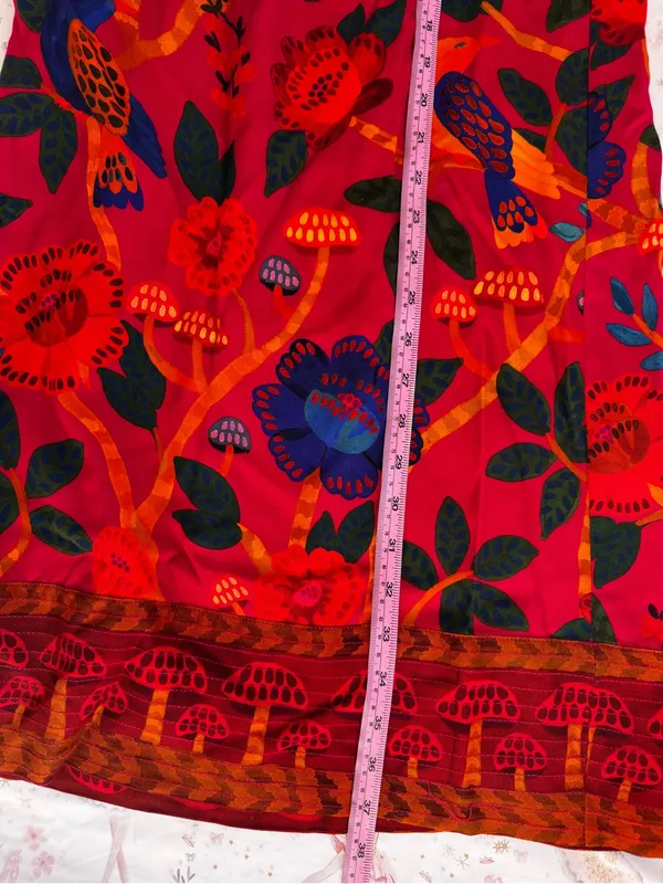 FARM Rio for Anthropologie Pink Bird Mushroom Floral Maxi Skirt XS - Image 12