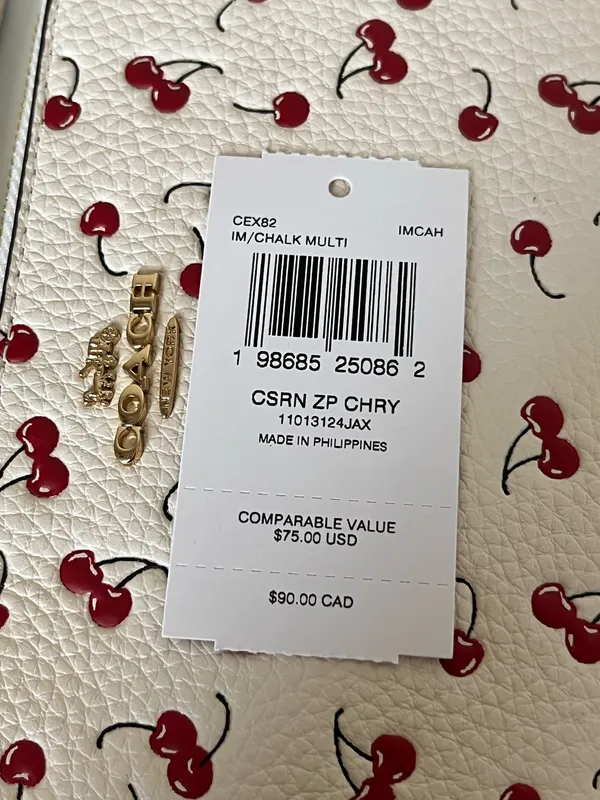 Coach Corner Zip Wristlet With Cherry Print - Image 3