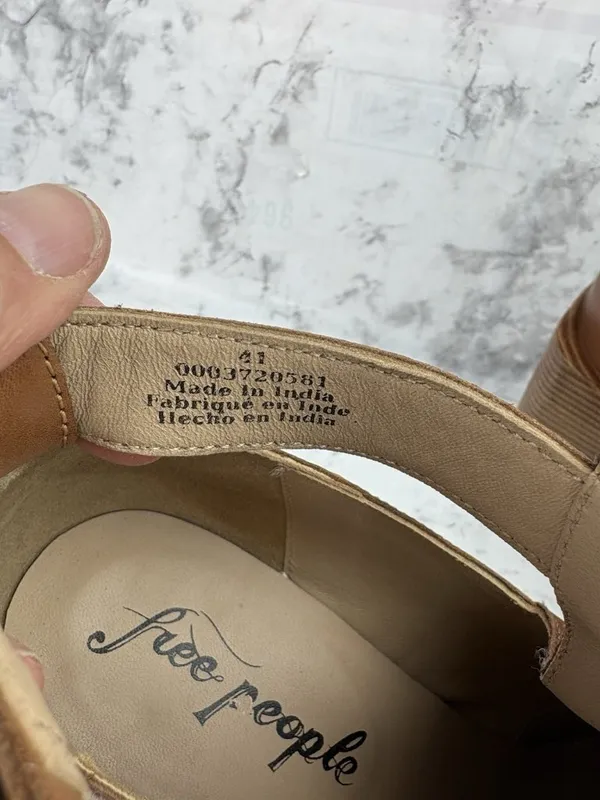 *Free People Brady Buckle Shoe Boot Womens Size 41 Cognac Brown Leather Buckle - Image 8