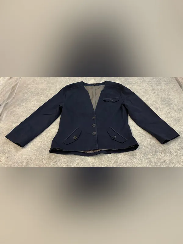 Classic Navy Women's Blazer Jacket by Express Size 10 - Image 5