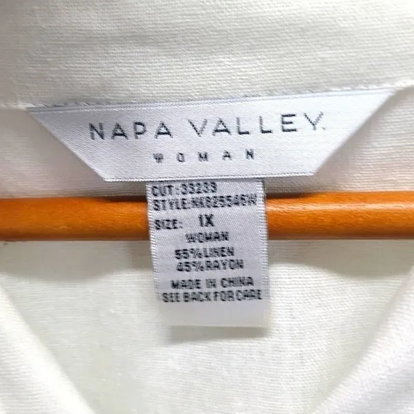Napa Valley Woman Plus Size Linen Napa Valley‎ Floral Blouse Size 1X - Image 4
