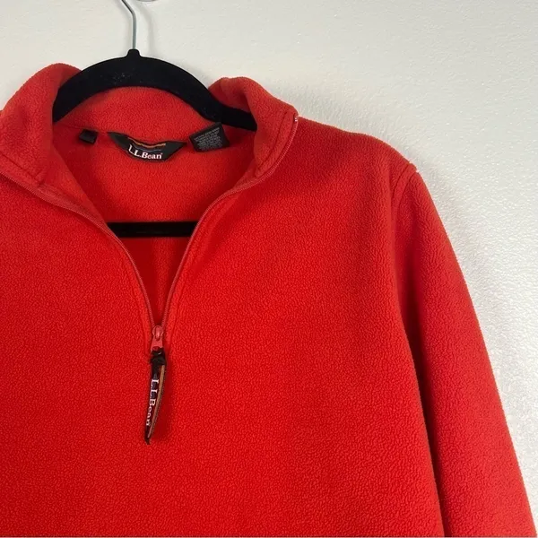 L.L. Bean‎ Vintage 1/4 Zip Fleece Pullover Red Sz M - Image 4