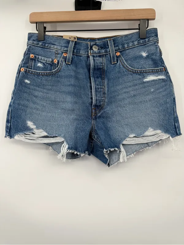 NWT Levi’s 501 High Rise Shorts Blow Big Horns Distressed W 28 - Image 3