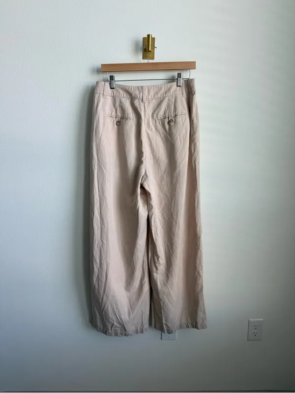 Madewell The Harlow Wide Leg Pants Beige Linen Blend Sailor Waist Size 8 - Image 11
