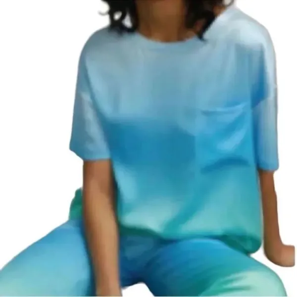 Badgley Mischka Ombre Grey Loungewear Silk top (Size Medium) - Image 2