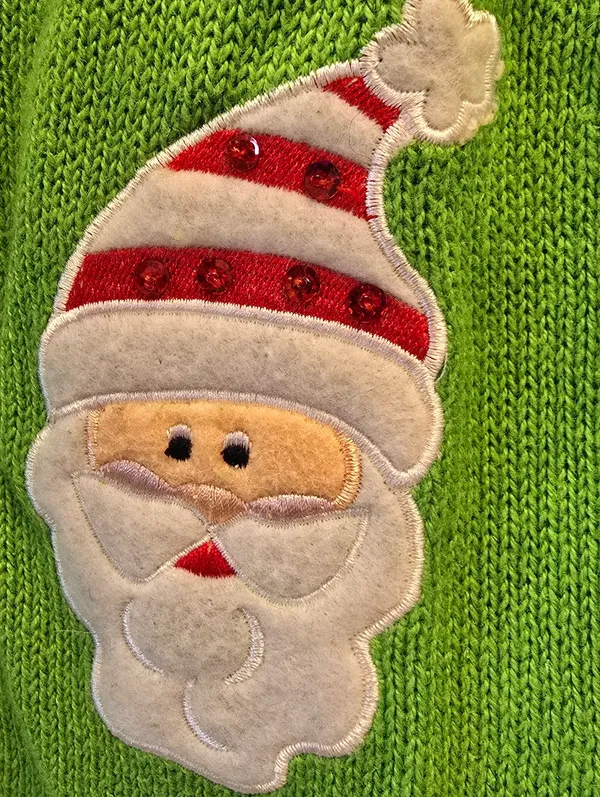 {L} Vintage Christmas Santa Claus Knit Sweater Cardigan Embroidered Embellished - Image 5
