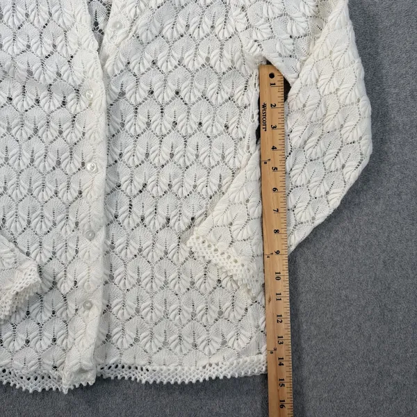 Vintage Americana Knitting Mills Open Knit Cardigan Sweater Women's 38 Ivory - Image 5