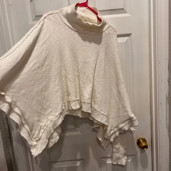 Free People Moon Daisy Thermal Mock Neck Oversized Cropped Shirt Top Women Large - Image 8