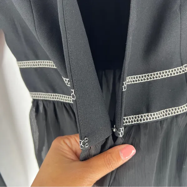 XOXO Sequin Embellished Embroidered Chiffon Hem‎ V Neck Peplum Jacket Size S - Image 10