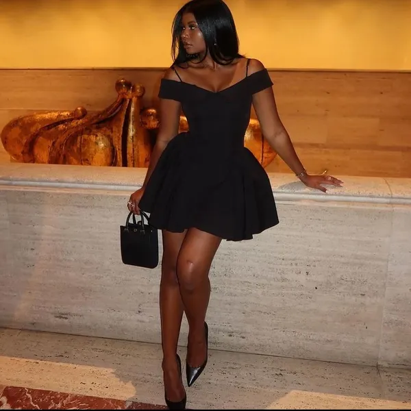 House of CB‎ 'Elida' black off shoulder mini dress NWOT size XS - Image 11