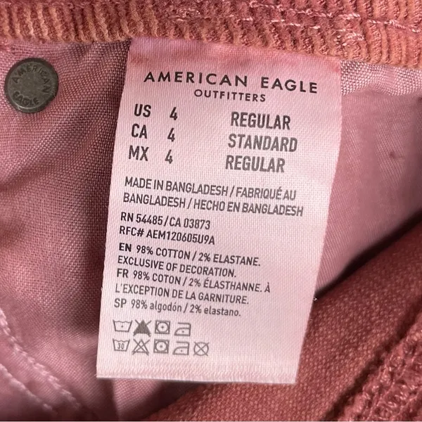 American Eagle Mom Straight Jean Corduroy Pants Stretch Size 4 Salmon Pink Rust - Image 8