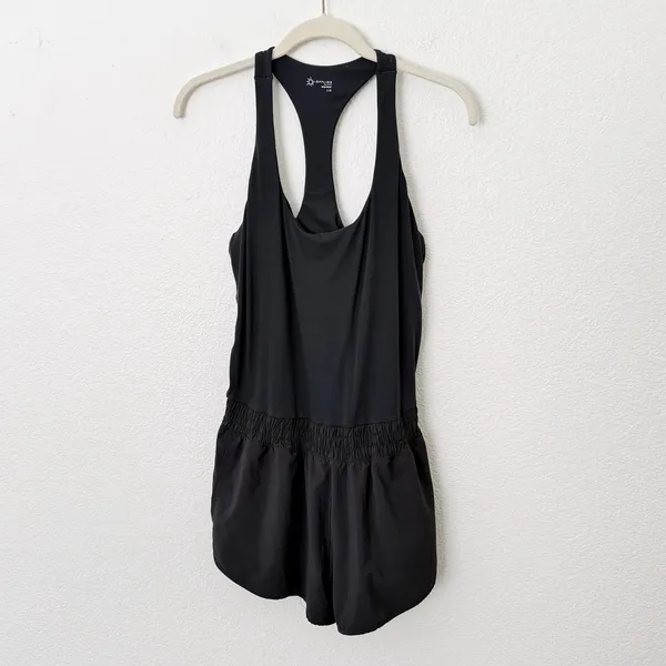 [Aerie] Offline Black Racerback Real Me Hot Stuff Romper Workout Casual Sz Large - Image 2
