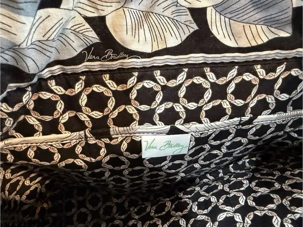 Vera Bradley Black & Cream Floral Quilted Tote​ - Image 11
