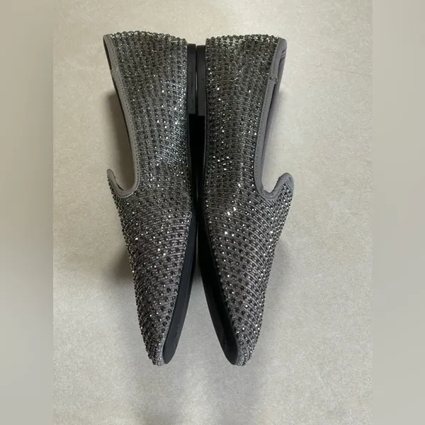CARVELA Women's Shine Gem-Detail Slip-On Flats Grey & Silver Size 8.5 - Image 6