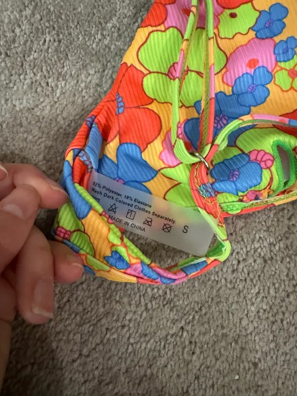 Amazon Neon Floral Bikini Set - Green, Pink, Blue, Orange - Image 7