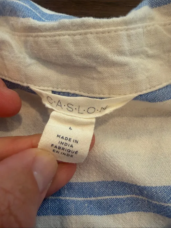 Caslon Blue and Cream Striped Shirt Dress Size Large - C60-024 - Image 2