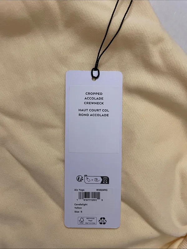 Alo NWT Cropped Accolade Crewneck Candlelight Yellow Size S - Image 7