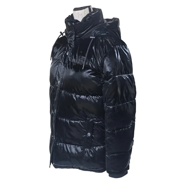 Levis NWT Womens Shiny Black Quilted Bubble Puffer Hooded‎ Jacket XS - Image 3