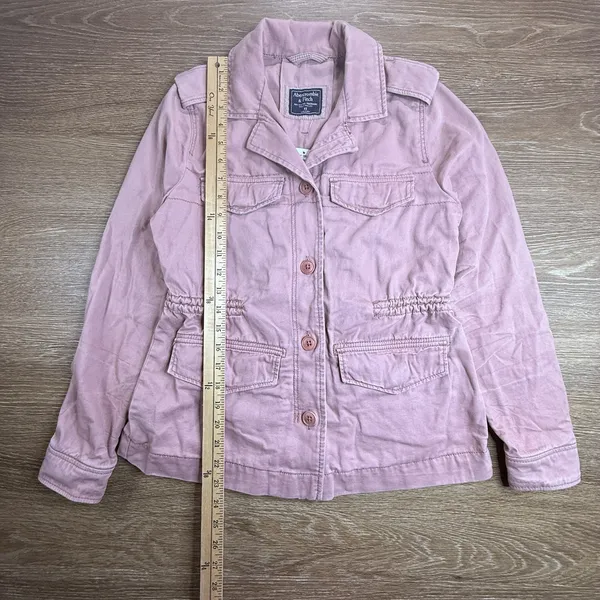 Abercrombie & Fitch Utility Jacket Womens XS Pink Military Cargo Cotton NWT - Image 11