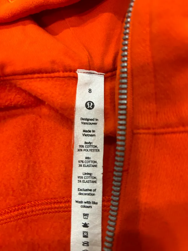 Lululemon Scuba Full-Zip Cropped Hoodie Solar Orange - Image 6