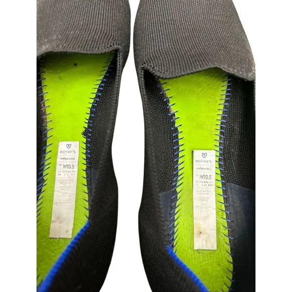 Rothys The Loafers Womens Black Pointed Toe Knit Flats Blue Halo Size 10.5 - Image 6
