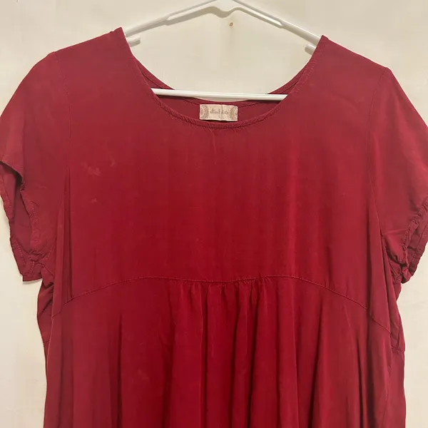 Altar’d State Sun Dyed Distressed Red‎ Babydoll Mini Dress Size Large - Image 2