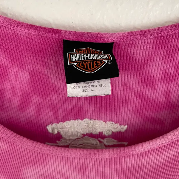 Harley Davidson Vintage Y2K Pink Tie Dye Rocklin, CA Graphic Muscle Tee Tank Top - Image 7