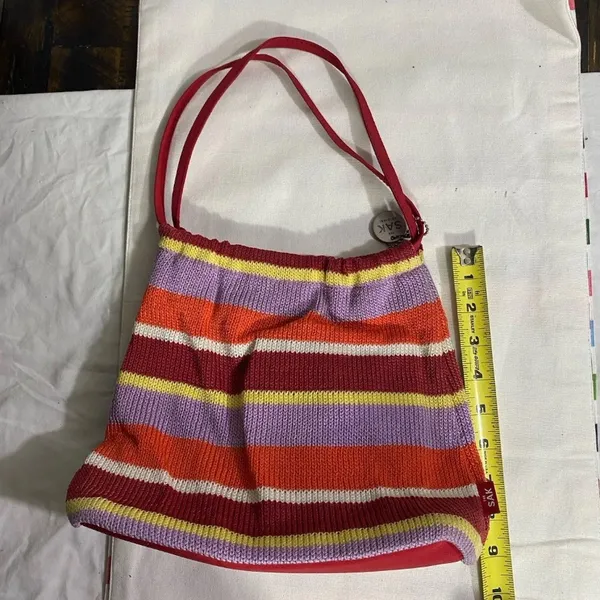 The Sak Original Knit Crochet Tote Bag Striped Multicolor Lined Shoulder Bag - Image 6