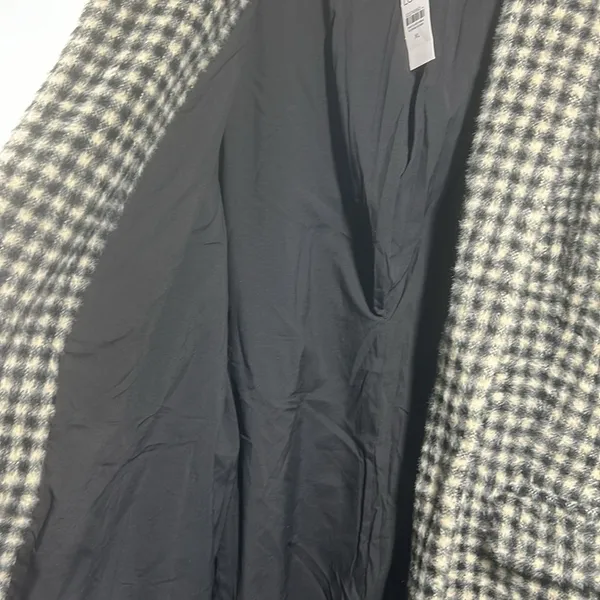 Loft Checked Coat NWT Single Button Lined Soft Cozy Pockets‎ Size XL Black/Cream - Image 9