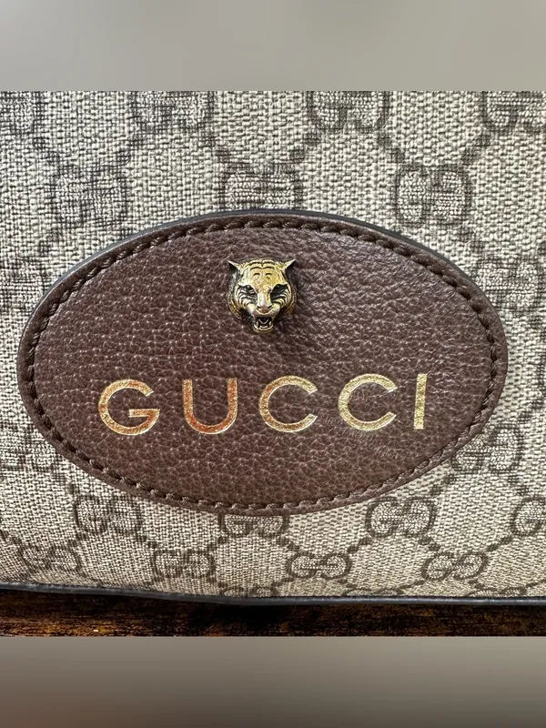 Gucci Neo GG Supreme Camera Crossbody Bag Web Strap Feline 476466 - Image 6