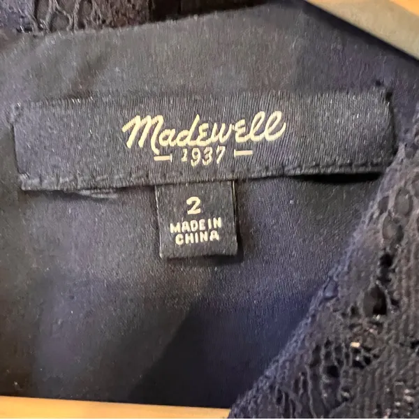 Madewell Navy Dress with Lace Detail - Image 8