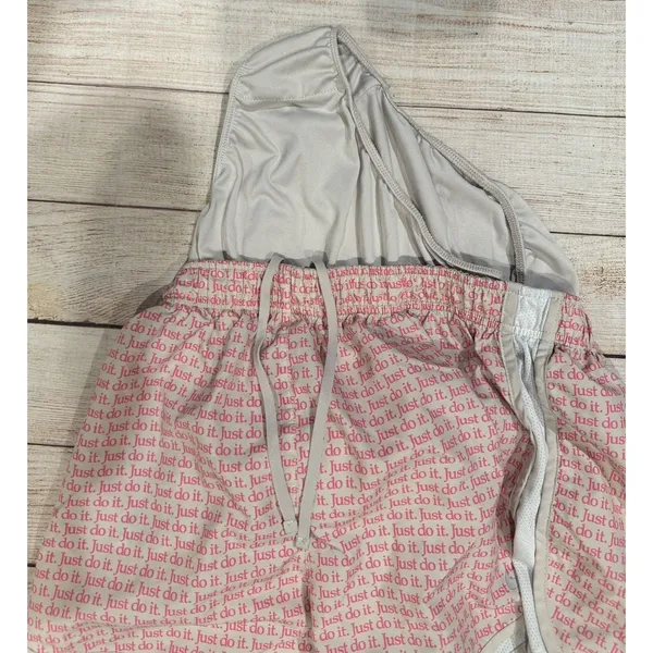 Nike Running Shorts Women's Large Pink White Just Do It Print Brief Lined - Image 3