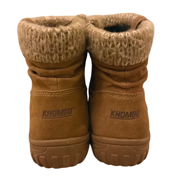 Khombu Laura Women's Brown Suede Knit‎ Cuff All Weather Ankle Boots Size 10M - Image 4