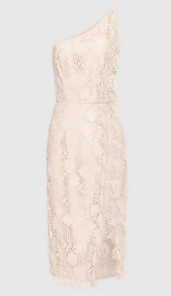💕REISS💕 Mena One-Shoulder Crochet Lace Dress ~ Nude US 6 NWT - Image 4