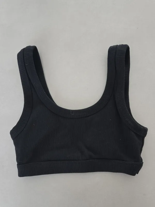 Alo Black Ribbed Wellness Slort Bra Size S - Image 4