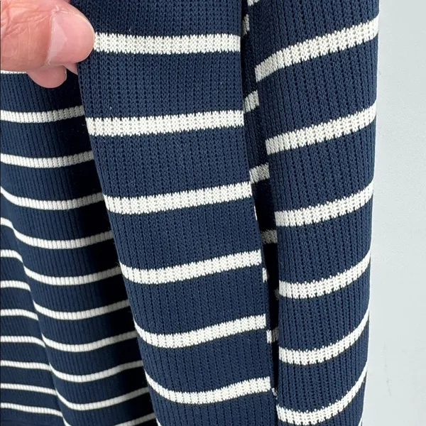 Entro Navy and White Striped Mini Dress sleeveless ribbed coastal nautical M - Image 5