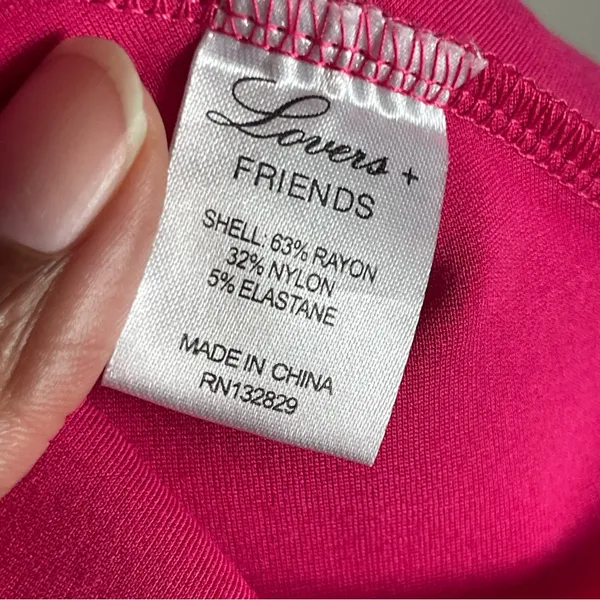 LOVERS + FRIENDS | Fuchsia Pink Mi Amor Deep V Neck Flare Mini Dress Sz XS - Image 7