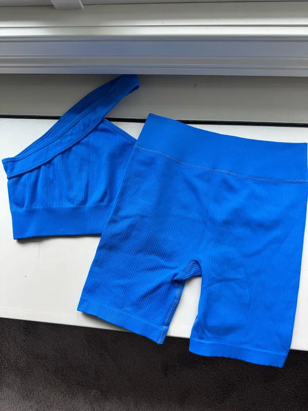 Amazon Workout Set Blue Ribbed - Image 2