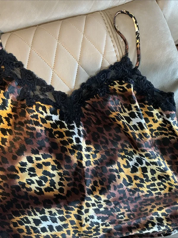 Victoria's Secret Leopard Print Satin Sleep Shorts in Brown and Gold - Image 7
