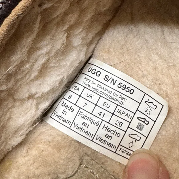 UGG Tasman Chestnut Suede Sheepskin Lined Slippers 5950 Womens Size 10 Mens Sz 8 - Image 7